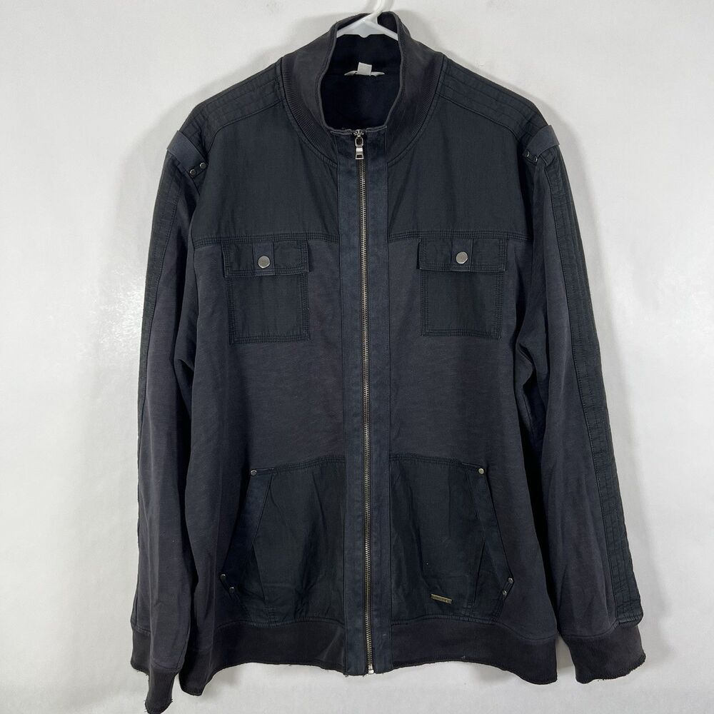 Calvin Klein Full Zip 4 Pocket Bomber Jacket Mens Size XL Black 100% Cotton